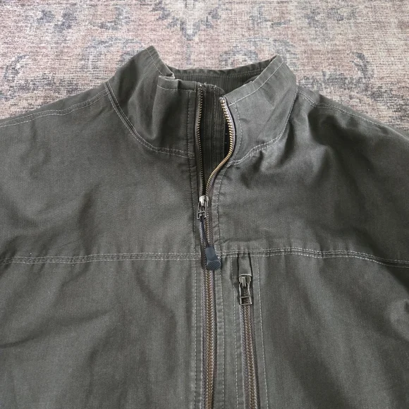 Kuhl Burr Jacket Mens XXL Gray Olive Green Zip-up Waxed Canvas Gunmetal Sty 1052 - Picture 5 of 13